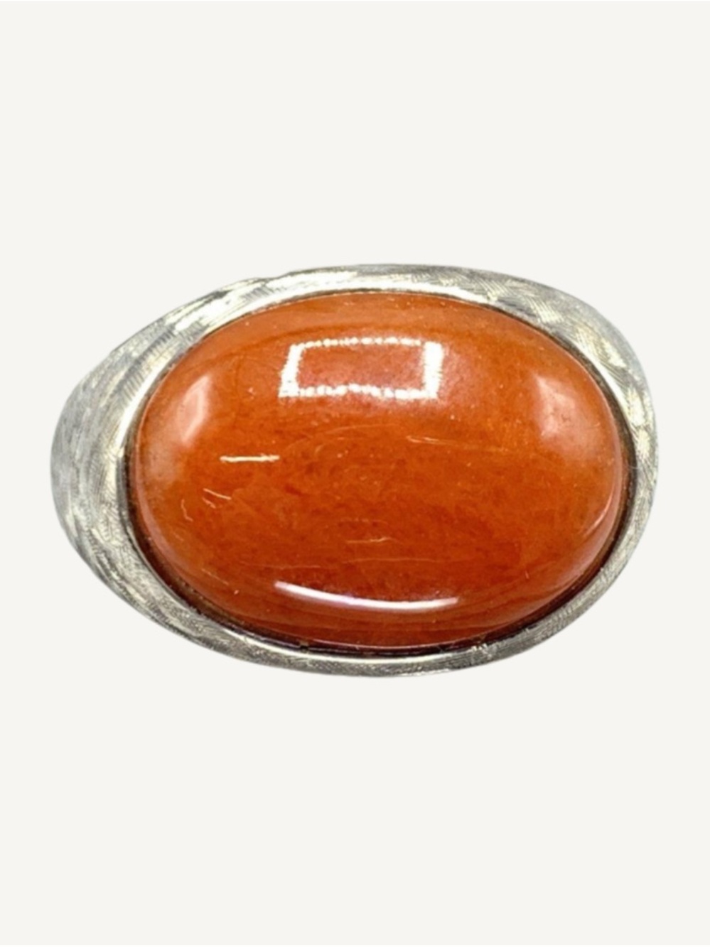 Vintage 925 Sterling Silver Natural Orange Gemstone Ring Size 8 Signed Hong Kong - Picture 3 of 7